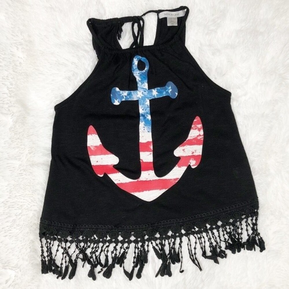 American Flag Anchor Black Tank Top Size XS